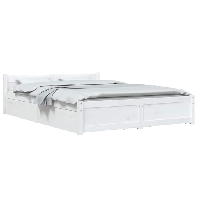 vidaXL - Bedframe - met - lades - wit - 140x200 - cm