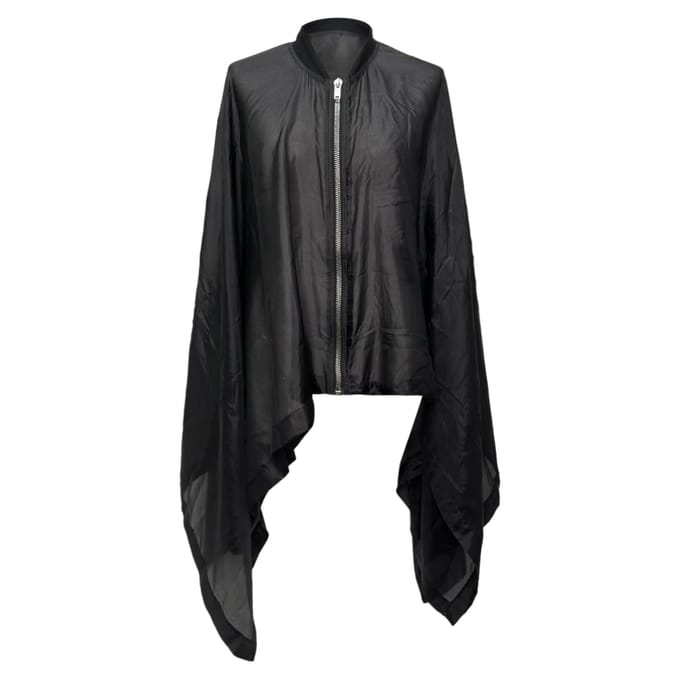 Rick Owens Zip Poncho in zwarte zijde