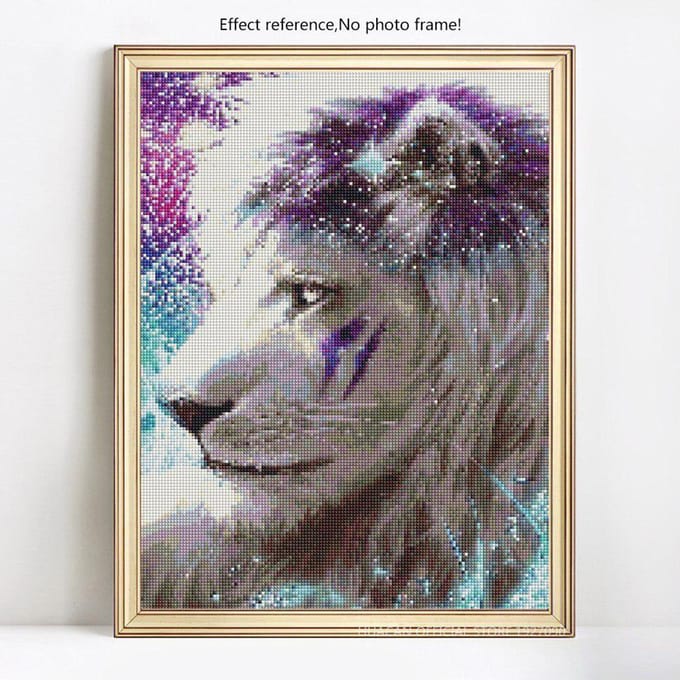 Peinture de diamant d'animaux, décoration de maison, image de Lion, broderie de perles 20X30 gray