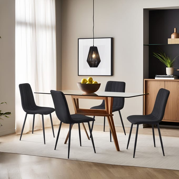 Eetkamerstoel set van 4 Elsern 89x43x52 cm zwart [en.casa]