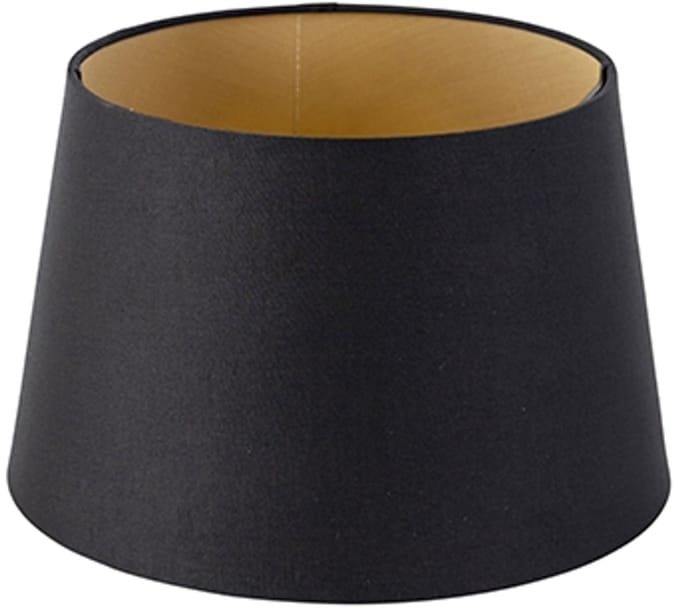 QAZQA rond schuin katoen - Moderne Lampenkap - Ø 250 mm - Zwart Goud -