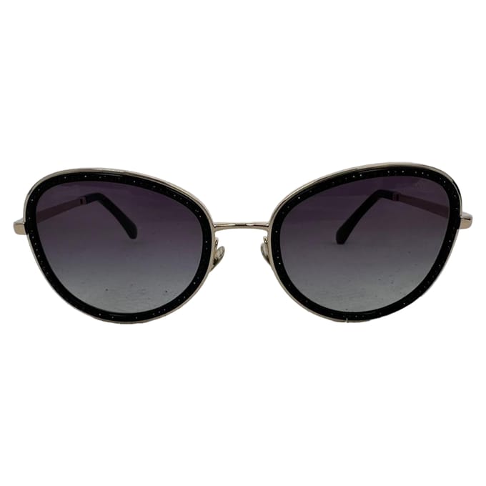 Chanel Gradient Kristal Ronde Bril in Zwart Metaal