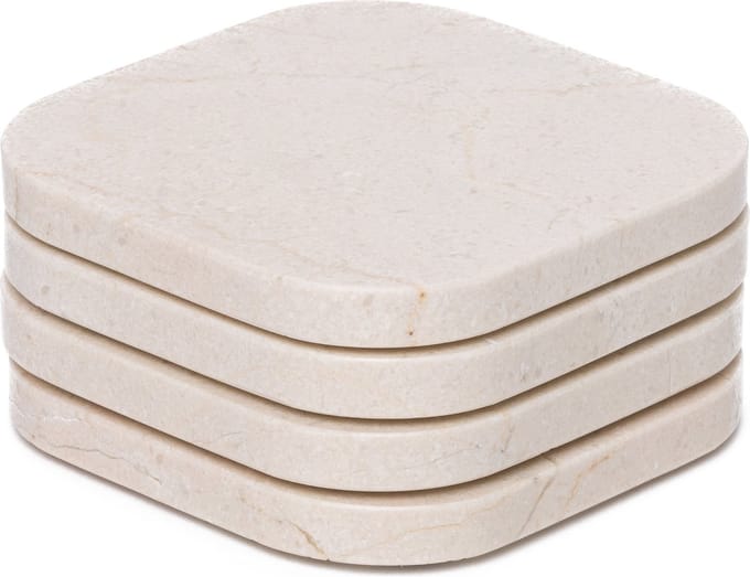 Onderzetter marmer - organisch - beige set van 4 stuks - 10x10x1cm