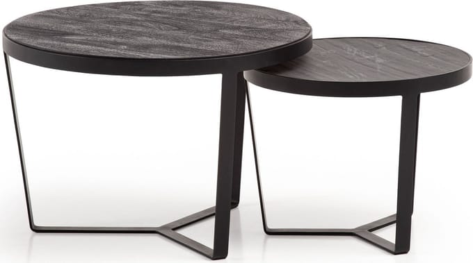 Sky Style Harmony Ronde Salontafel Set Acacia Zwart
