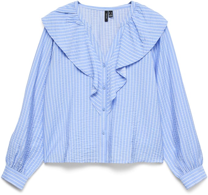 VERO MODA - VMKAJA LS V-NECK FRILL SHIRT WVN - Dames - Blouses