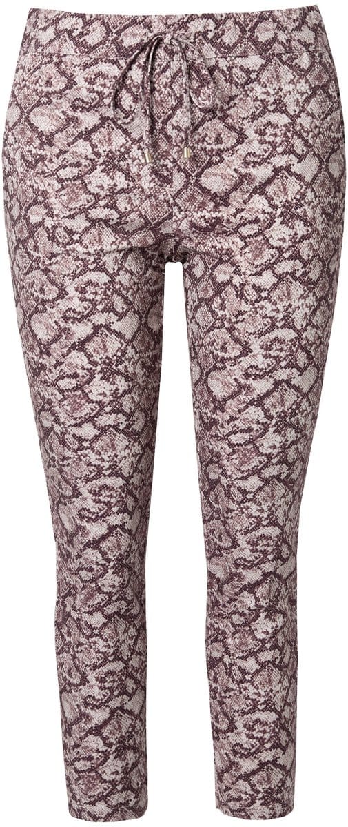 MIAMODA - Dames - Broek slangenmotief elastische tailleband - Grijsbeige - Maat 46