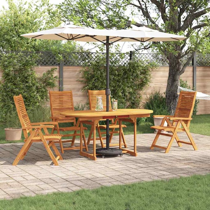 vidaXL - Tuin - Eettafel - Set - 5 - st - Bruin - Massief - Acacia - Hout