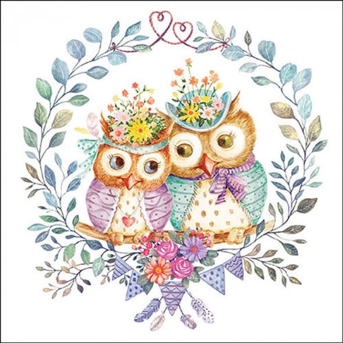 Ambiente - Lunch servetten - Owl couple in love