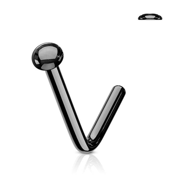 Neuspiercing L-bend flat ball 0.8x6x2- zwart - LMPiercings