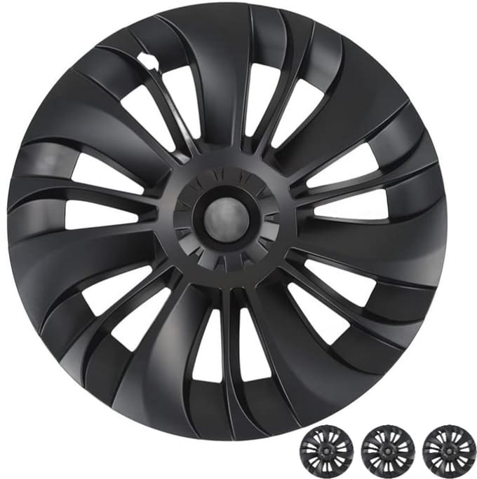 Wieldoppen geschikt voor Tesla Model Y - 19 inch - cycloon stijl - Mat zwarte - 4 stuks