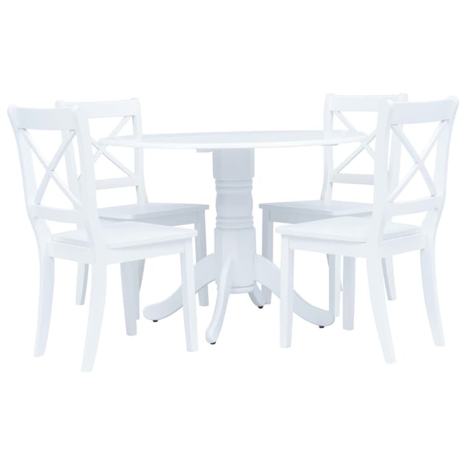 vidaXL - 5-delige - Eethoek - massief - rubberwood - wit