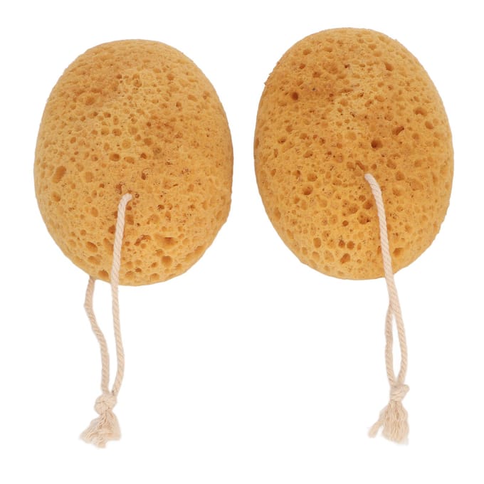Lot de 2 éponges exfoliantes pour le corps, pour le bain, douces et lisses, pour la peau, texture rugueuse, pour la douche beige