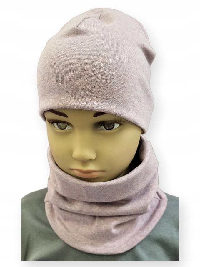 Dartomik Serie - Kinderset Muts en Sjaal - Dubbele Laag - Violette Melange