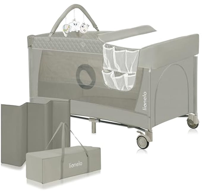 Opvouwbaar 2-in-1 Campingbedje met Verschoontafel en Speelboog - Beige