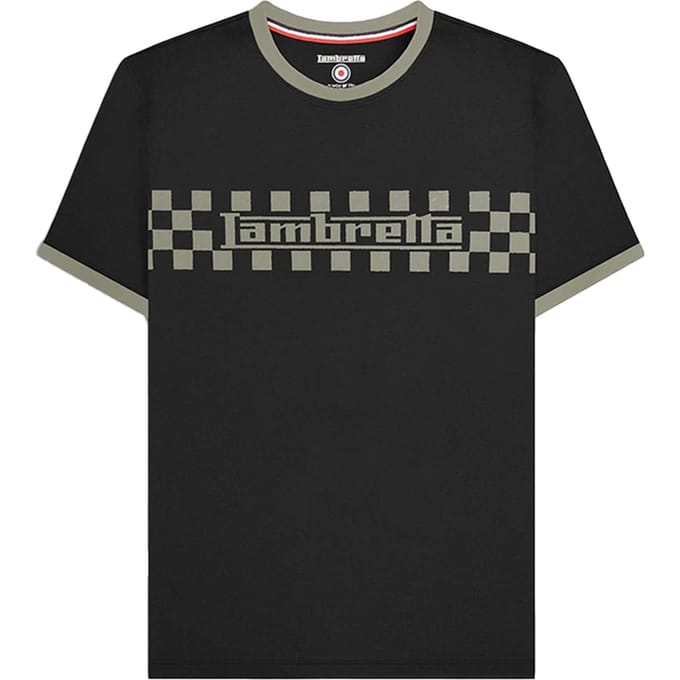 Lambretta Heren Ringer Twee Kleur T-Shirt (Zwart)