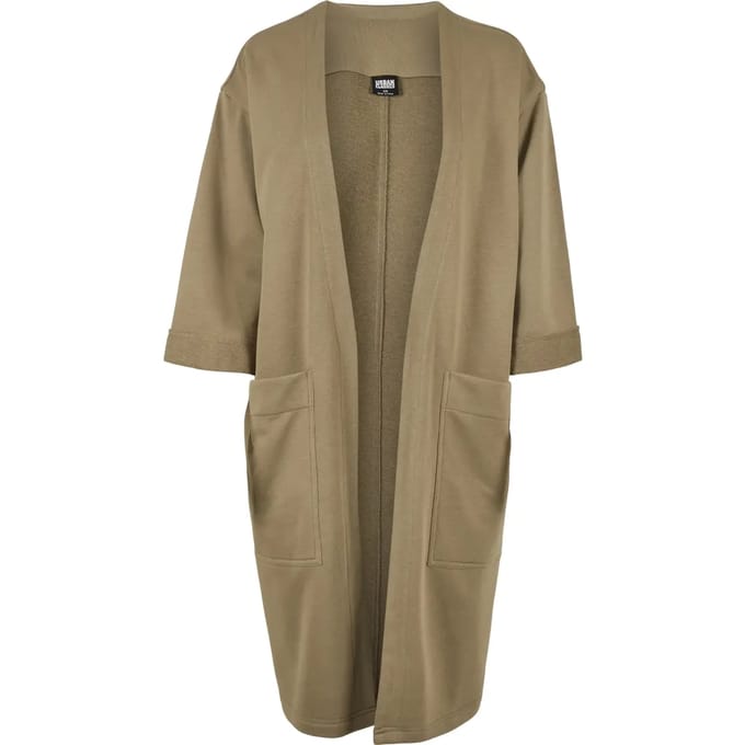 Urban Classics Lange cardigan -XS- Oversized Terry Groen/Bruin