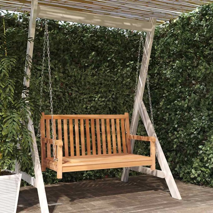 vidaXL - Schommelbank - 114x60x64 - cm - massief - teakhout