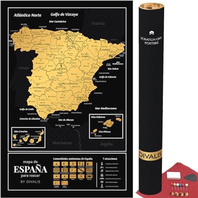 Grote Scratch Map van Spanje - Interactieve Reiskaart per Provincie en Stad
