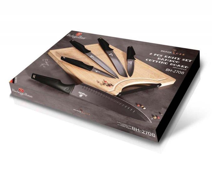 Berlinger Haus Black Rose Collection - Messenset - 5 Stuks - Bambus Snijplank