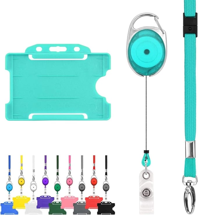 ID Kaarthouder Set - Naam Tag - Veilig Identificeren - Drie Delig - 9 x 6.5 cm - Turquoise