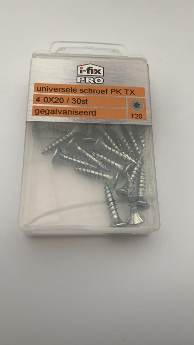 Universele schroef platkop torx 4x20mm 30 stuks gegalvaniseerd
