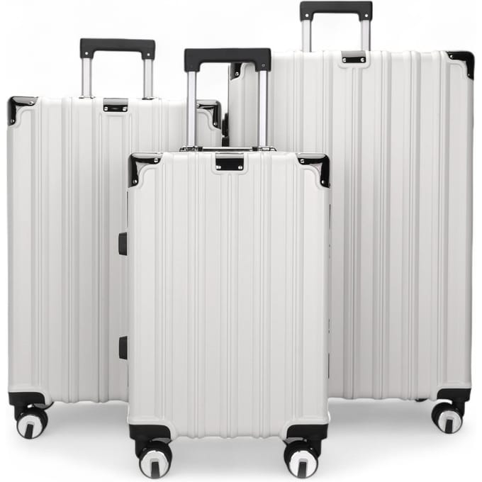 Harde witte koffer, robuuste 8-wiel bagage, handbagagetas