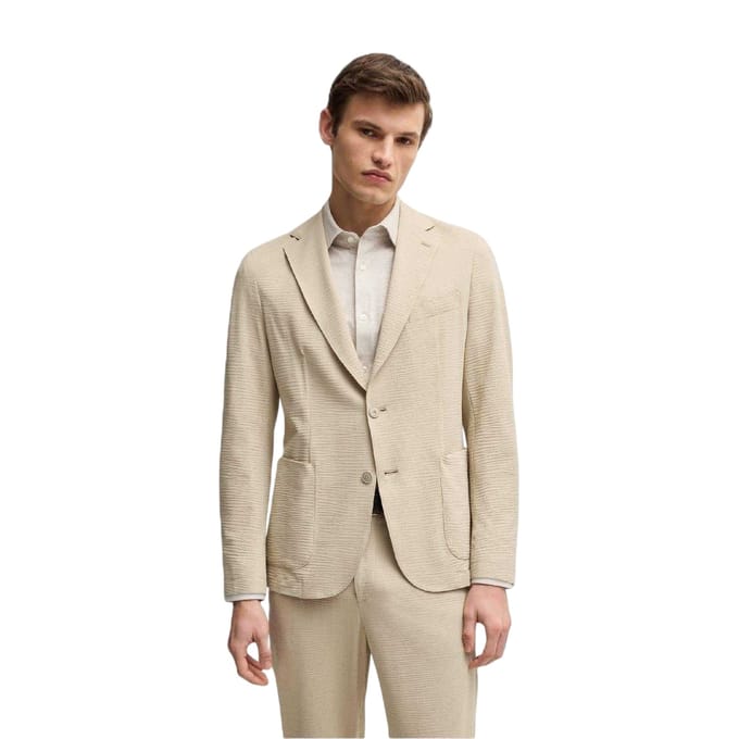 Boss Heren Blazer met gestructureerde inkeping (Licht Beige)