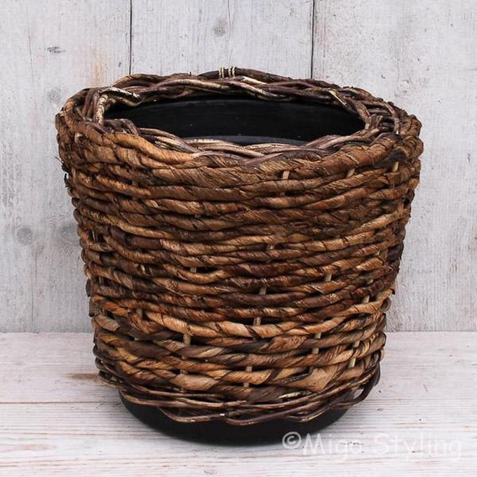 Plantenmand-Bloempot-Drypot-Abaca-D33xH30cm-Bananenblad
