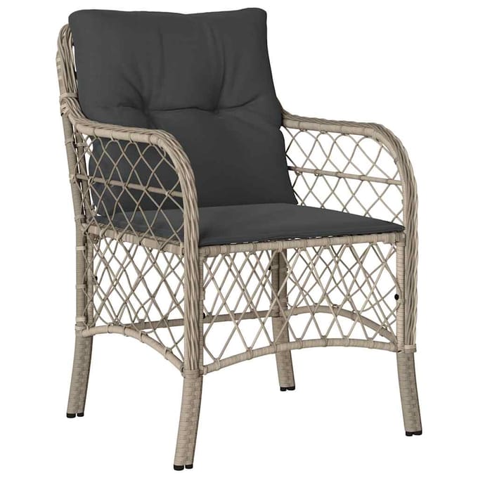 vidaXL - 9-delige - Tuinset - met - kussens - poly - rattan - lichtgrijs