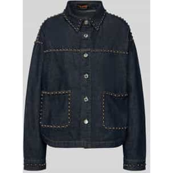 Relaxed fit jeansblouse met opgestikte zakken, model 'Studs'
