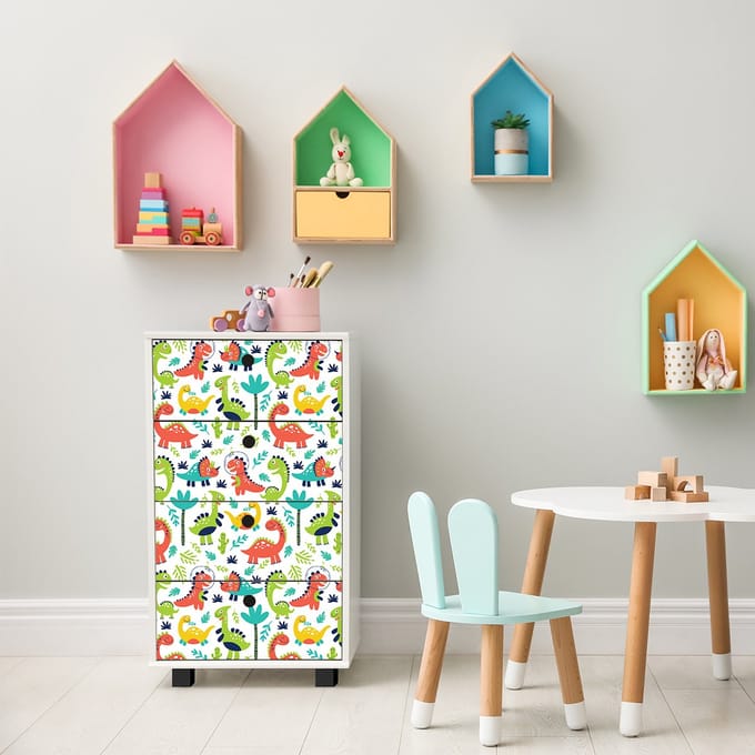 Kindermeubelsticker met ruimtedinosaurussen, 40 x 60 cm