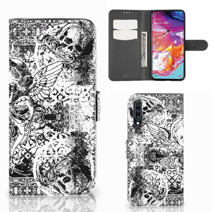 Telefoonhoesje met Naam Samsung Galaxy A70 Skulls Angel