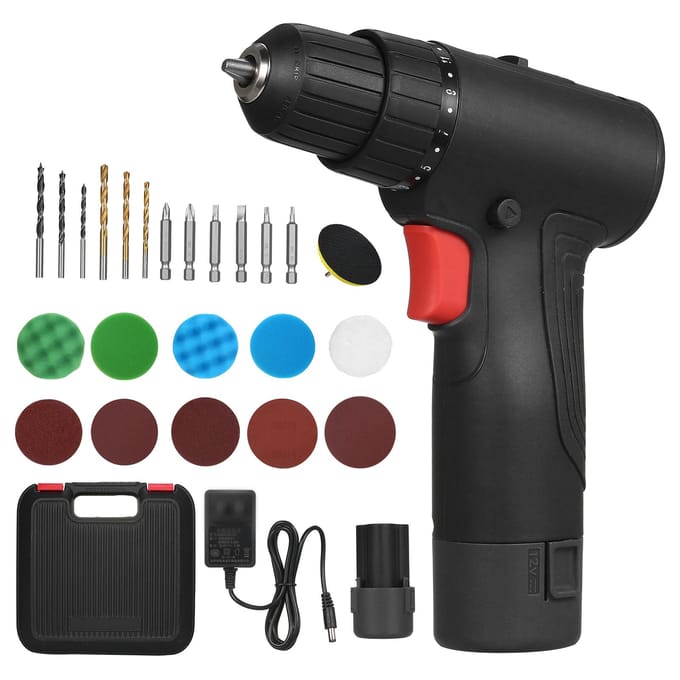 12V borstelloze boorset, efficiënt en duurzaam, met multifunctionele accessoires Zwart UK UK Plug zwart