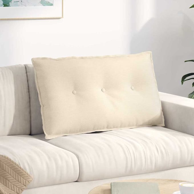 vidaXL - Rugkussen - Crèmekleurig - 80 - x - 50 - x - 19 - cm - Corduroy - stof