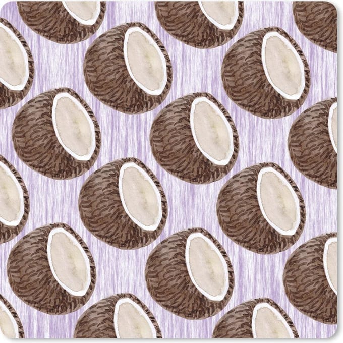 Muismat 20x20 cm - Mousepad Kokosnoot - Paars - Wit - Muismatten