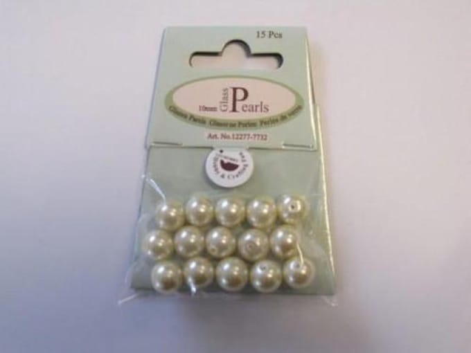 Glass Pearls, round, 10mm, Beige, 15pcs