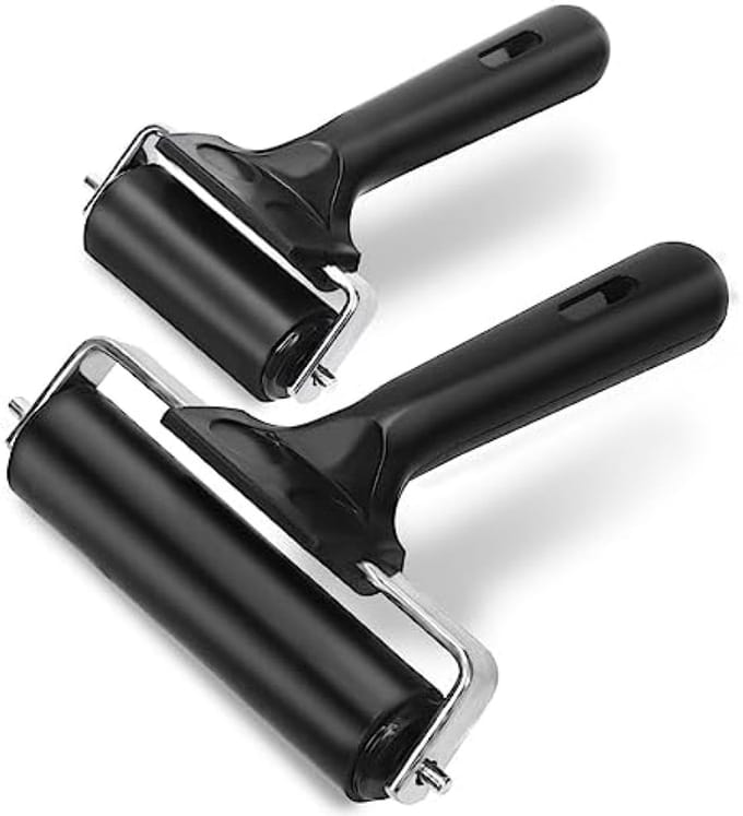 PromoHome Rubber Verfroller Set - 3 Stuks Zwarte Schuimrollers voor Gladde Afwerking