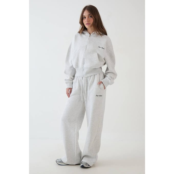 Dames Dsgn Studio Boxy Crop Trainingspak Met Diepe Zoom En Capuchon Met Rits | Asgrijs | Maat: Medium