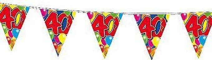 Vlaggenlijn 40 jaar - 2x - 10 meter - plastic - leeftijd versiering - 40e verjaardag - Feestartikelen/versiering