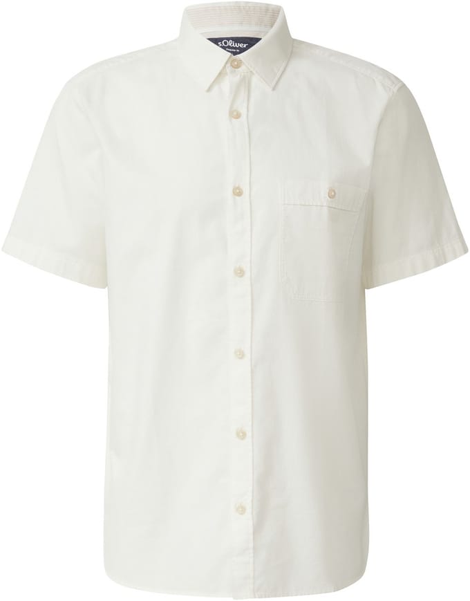 s.Oliver - male - Regular fit: fijn gestructureerd shirt met korte mouwen