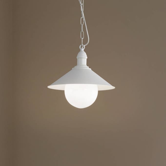 Argon Buiten hanglamp Enduro, wit, staal, glas, IP44, E27