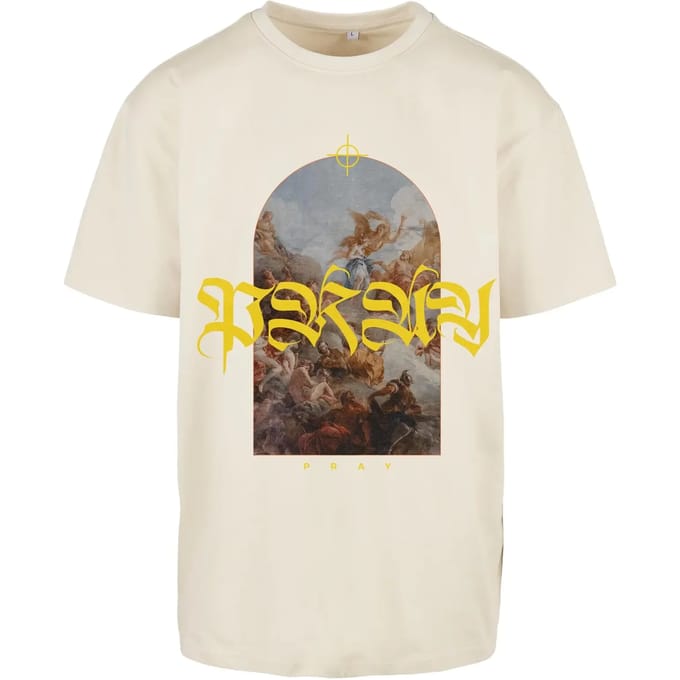 Mister Tee - Pray Painting Oversize Heren T-shirt - XL - Beige