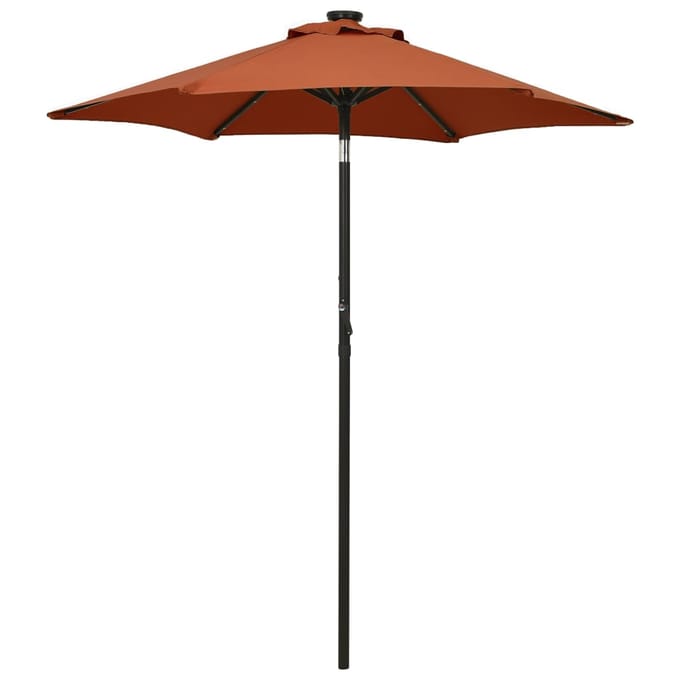 vidaXL - Parasol - met - LED-verlichting - 200x211 - cm - aluminium - terracotta