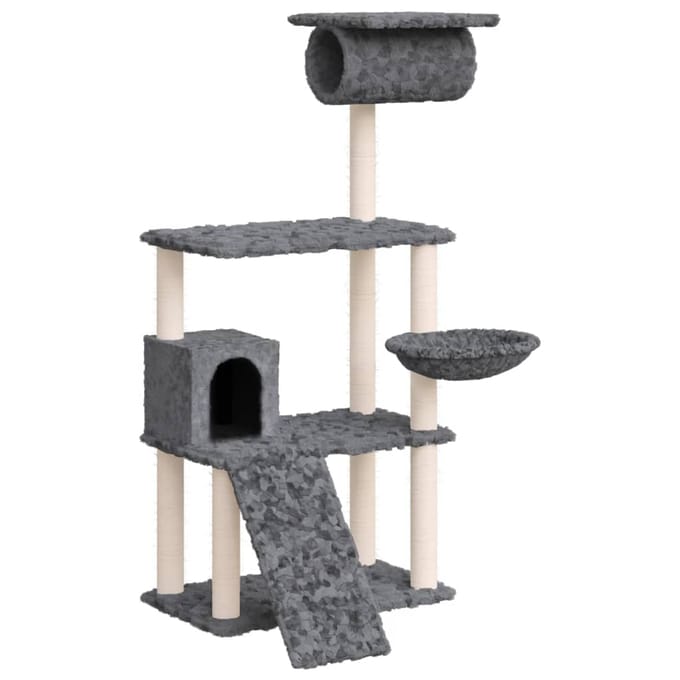 vidaXL Kattenmeubel met sisal krabpalen 131 cm donkergrijs