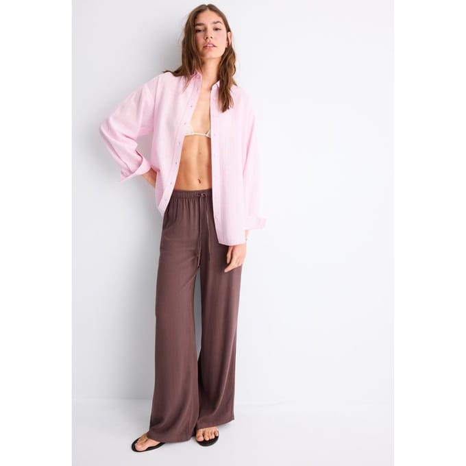 Stradivarius Overhemd met linnenlook  Poederroze S