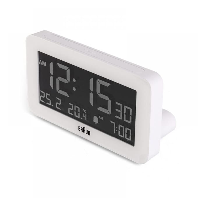 Braun BC10W - Wekker - Digitaal - Alarm - LCD - Backlight - Snooze - 12/24U - Datumaanduiding - Temperatuuraanduiding - Wit