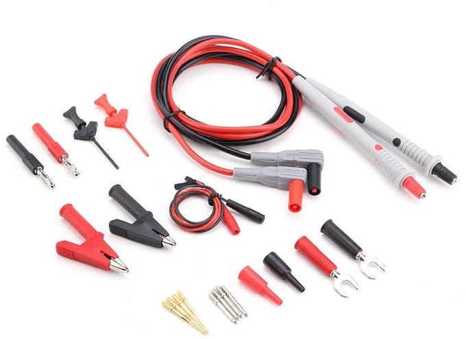 Multimeter Kabels - Testkabels Krokodilclips - Elektrische Metingen - Vervangbare Sondepunten - 20 Delig - Multicolor
