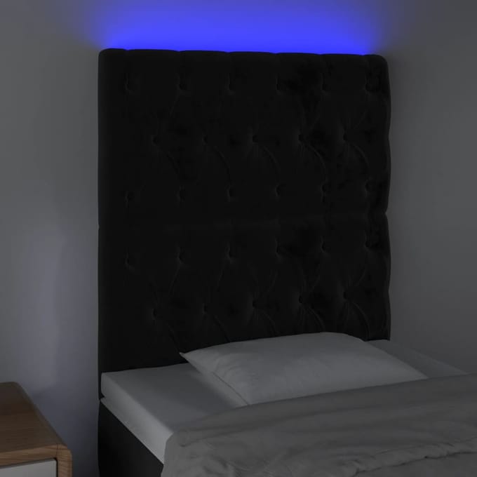 vidaXL - Hoofdbord - LED - 80x7x118/128 - cm - fluweel - zwart