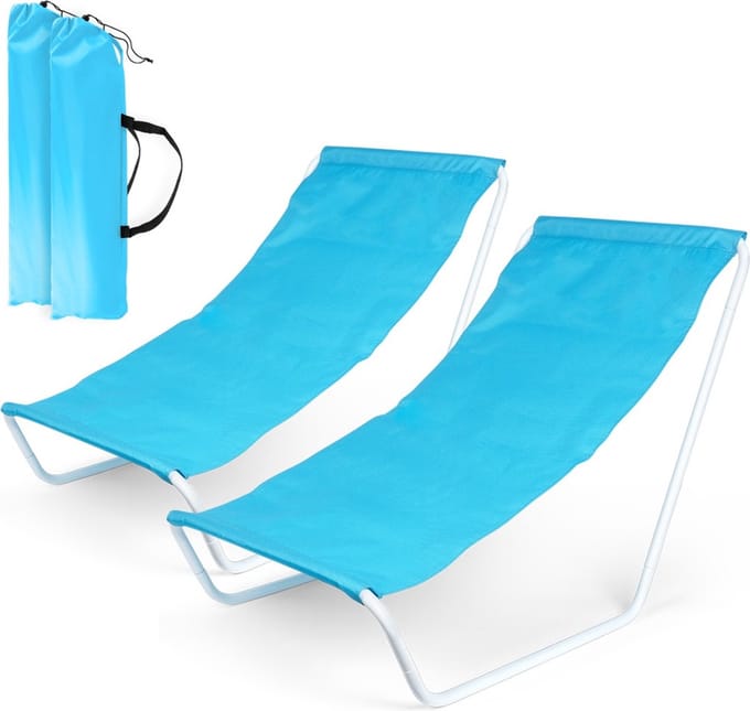 Vilde - Opvouwbare Strandstoelen Set - Metalen Constructie - Blauw - Draagbaar