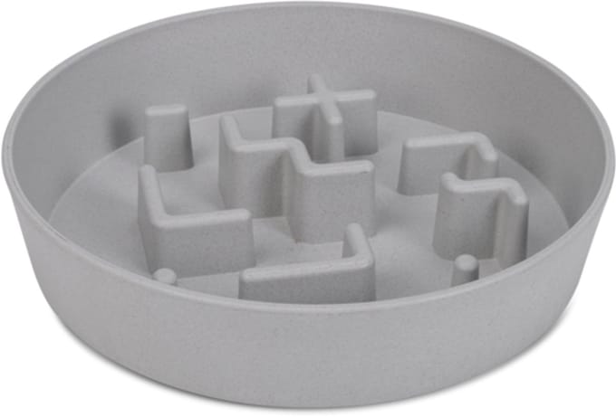 Beeztees Antischrokbak Hond/Kat Nom - Voerbak hond/kat - Vaatwasserproof - Antislip - Plastic - Grijs - 1400ml